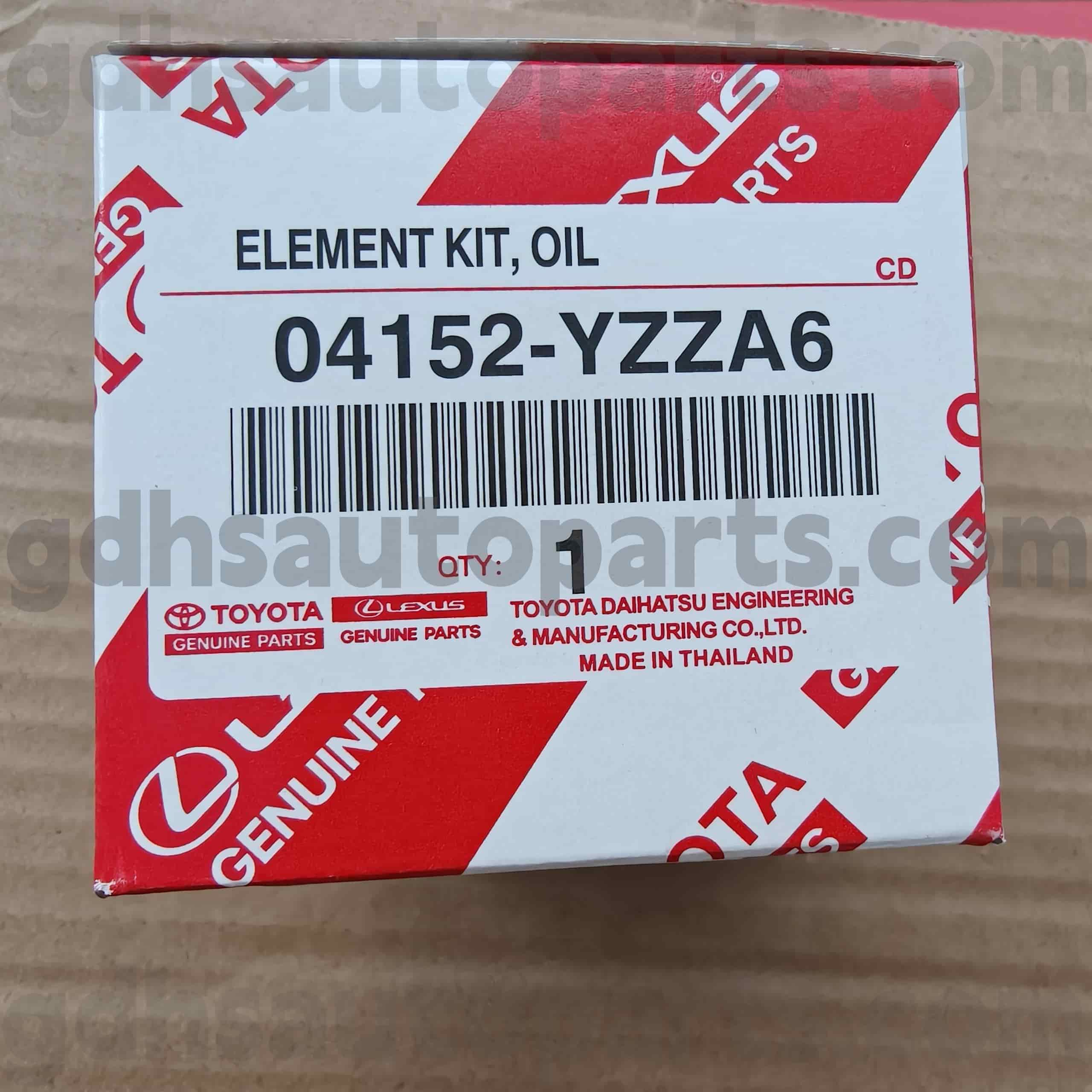 04152-YZZA6 TOYOTA Bahagian Tulen Penapis Minyak untuk Casis no. ZRE18# zgr2# z