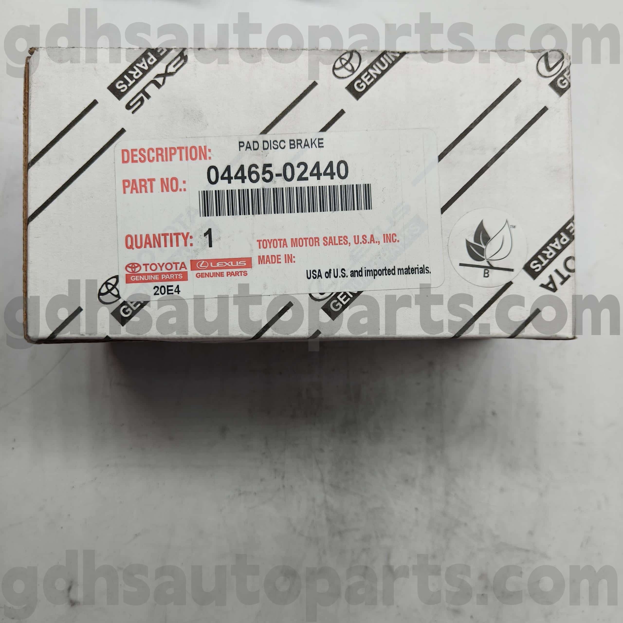04465-02440 TOYOTA Bahagian tulen Pad brek depan untuk Sequoia, Tundra Chassis no. USK65
