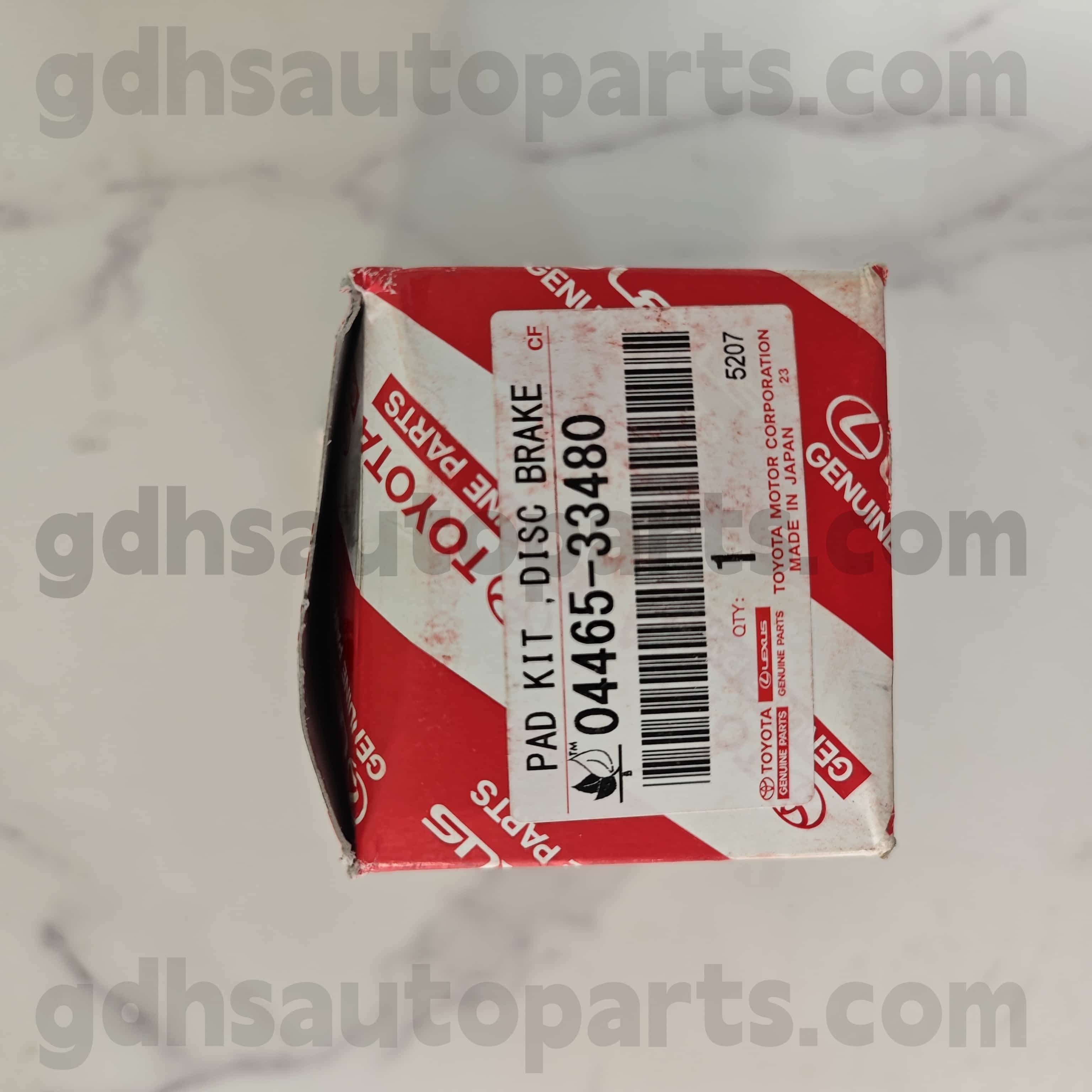 04465-33480 Toyota Bahagian tulen Pad brek depan untuk venza 、 lexus ux300e 、 harrier 、 noah/voxy 、 lexus es350/300h casis no. AXVH70