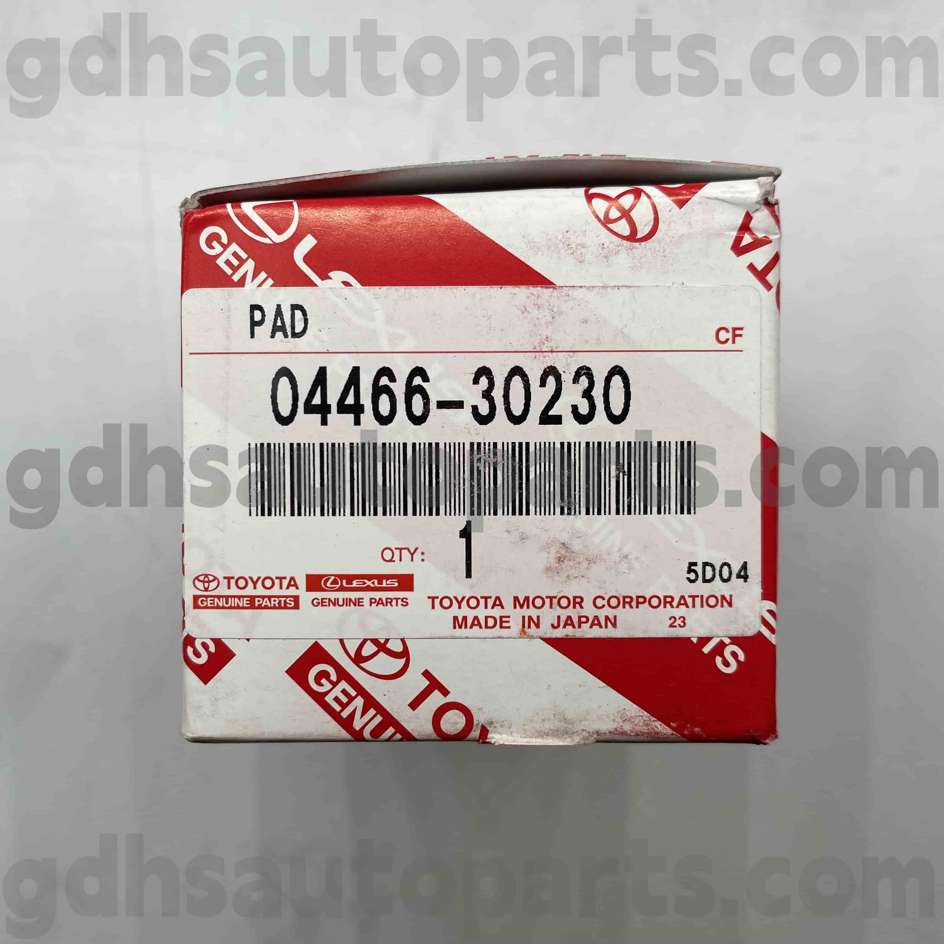 04466-30230 TOYOTA Bahagian tulen Pad brek belakang untuk Mark X, Crown, Reiz Chassis no. GRS20# GRX13#