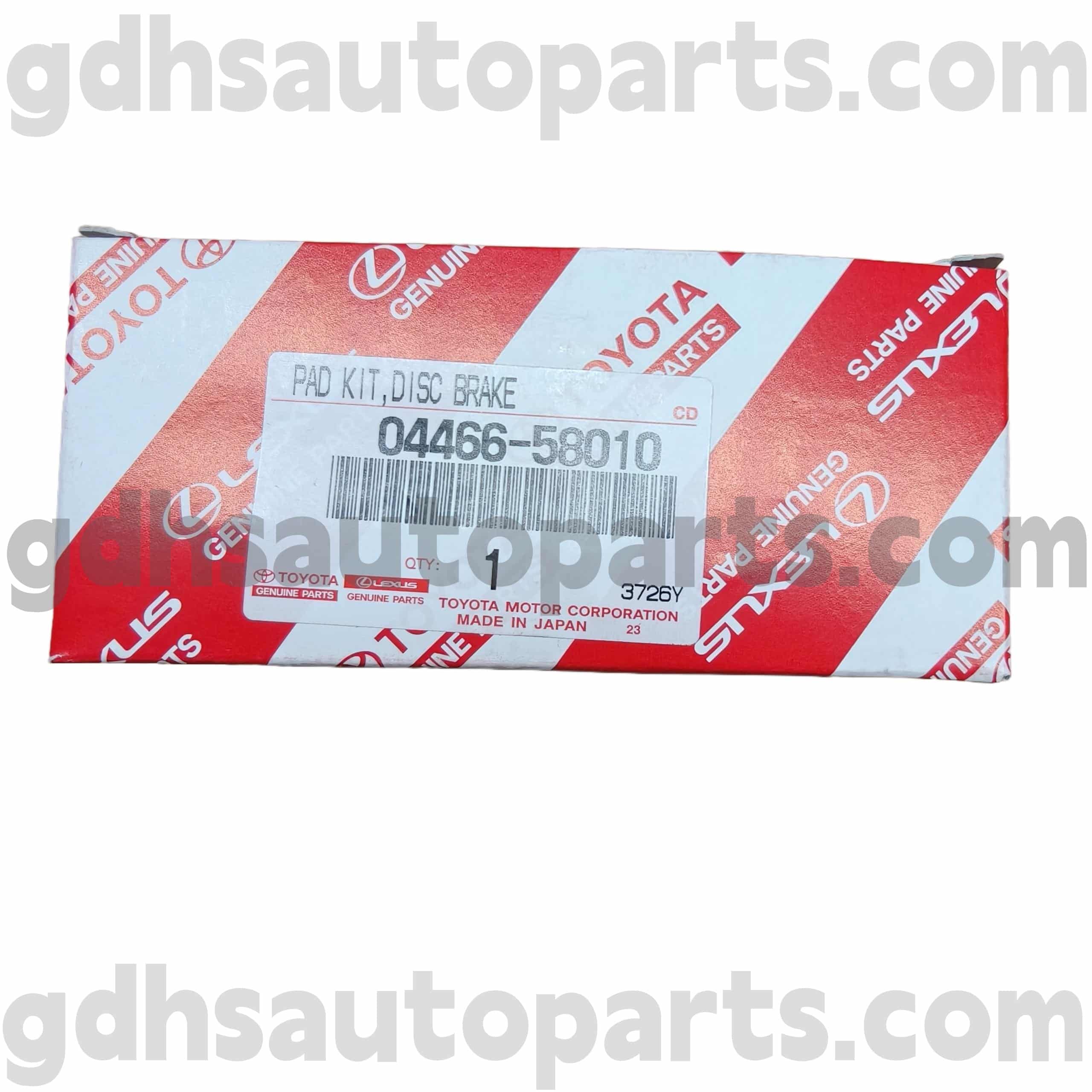 04466-58010 Toyota Bahagian tulen Pad brek belakang untuk Previa, Alphard, Esttima Chassis no. GGH20