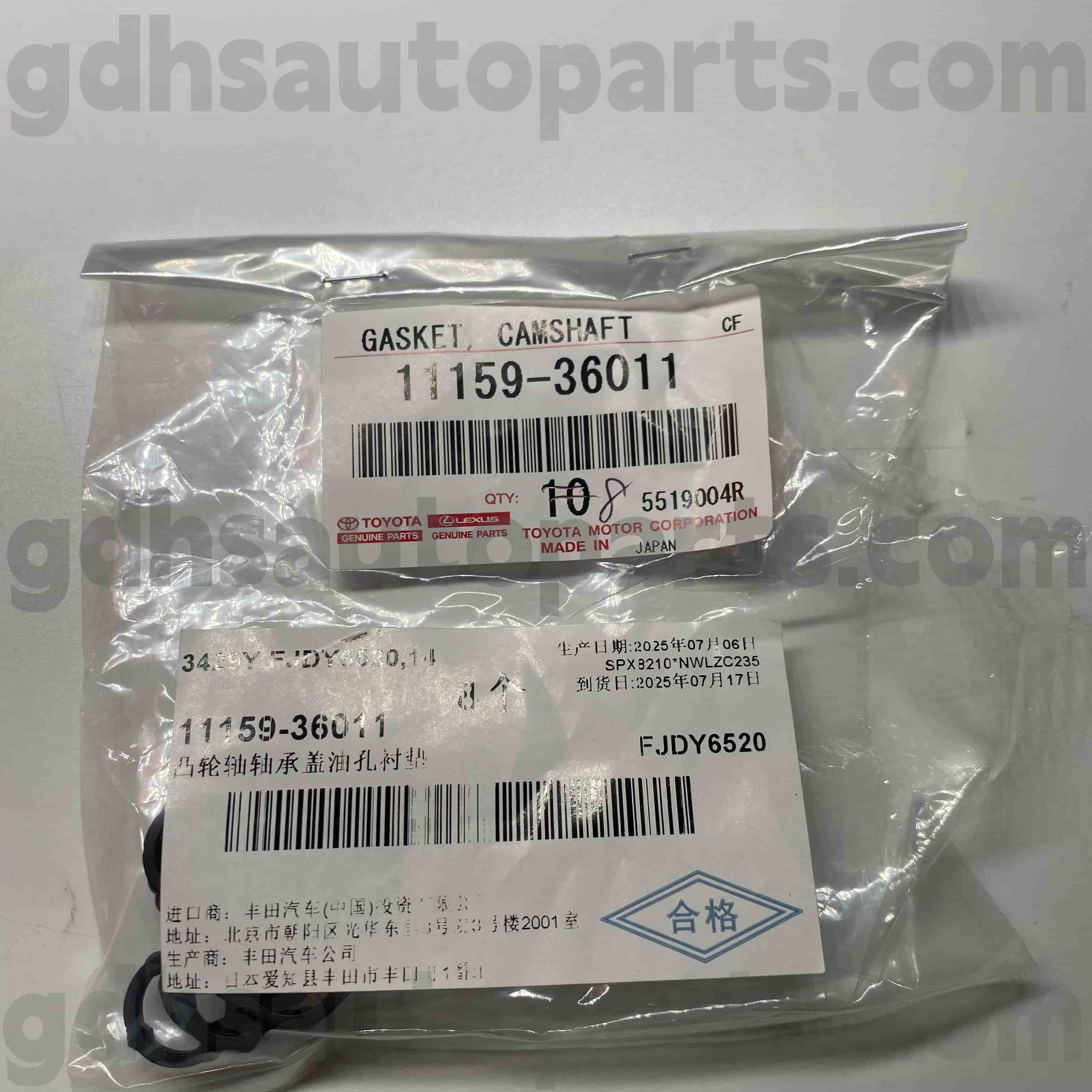 11159-36011 Toyota Bahagian Tulen Getah Cincin untuk Highlander, Harrier/Hybrid, Camry Chassis no. AYH30